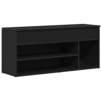 Banco zapatero negro de madera de ingeniería 102x30,5x45 cm
