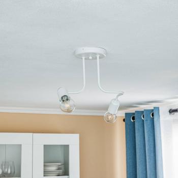 Plafón Lamkur Joiy, 2 luces, color blanco, Lámpara de techo semiempotrable Charlie Multi Arm Blanco, 2x E27