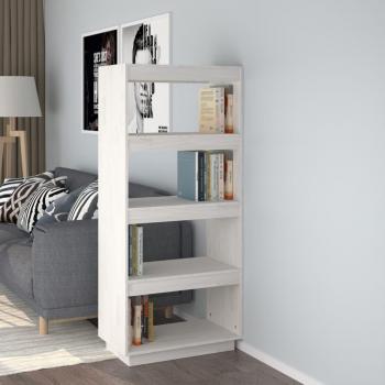 Estantería divisor de espacios madera maciza pino 60x35x135 cm, Natural, Blanco, Gris - Mueble Almacenaje para Oficina, Estudio, Sala de Estar y Dormitorio
