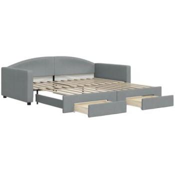 Sofá cama nido con cajones tela gris claro 100x200 cm