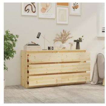 Armarios auxiliares de madera maciza de abeto 2 uds 60x36x64 cm