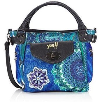 Desigual BOLS_MCBEE_SEDUCCIO - Bolso de mano de material sintético mujer, color azul, talla 27x30x14 cm