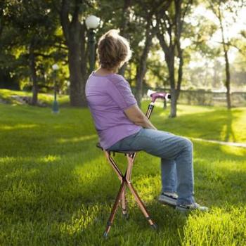 Lightweight Adjustable Folding Cane Seat with LED Light