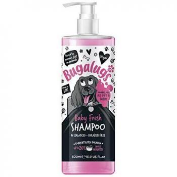 Champú Vegano para Perros Bugalugs Baby Fresh 500ml - Aroma a Talco para Bebé, Ideal para Cachorros y Mascotas con Olores Desagradables