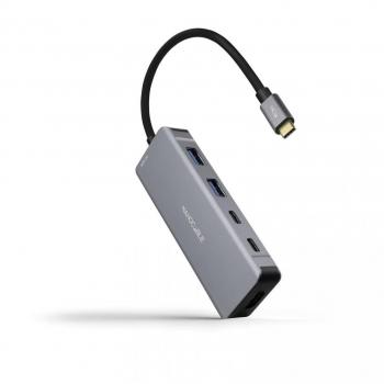 Nanocable HUB USB-C 6 en 1 - Conversor USB-C 3.2 GEN1 5G a 2 x USB-A + 2 x USB-C + HDMI + USB-C PD