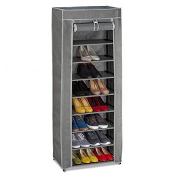 Zapatero de Tela, 9 Estantes, 27 Pares de Zapatos, Funda Extraíble, HxWxD: 150 x 60 x 30 cm, Color Antracita - Relaxdays
