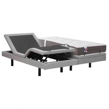 Cama eléctrica de relajación decorativa + colchón 100% látex 3 zonas - 2 x 90 x 200 cm - Tela - Gris - PANISOLA