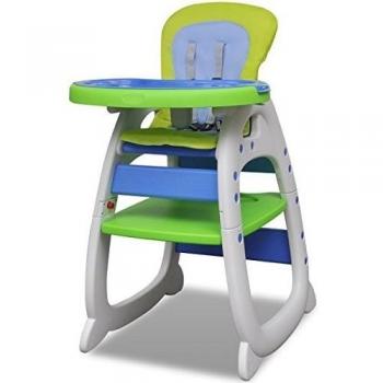 vidaXL Trona alta para bebé convertible 3-en-1, Azul/ Verde