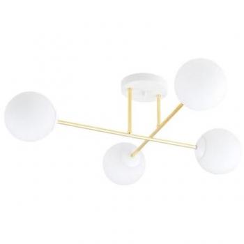 Lámpara de Techo Magnum EPIKASA, Acero Blanco y Oro con Vidrio, 55x26x75 cm