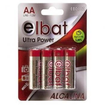 Pack de 4 Pilas Alcalinas AA LR6 1.5V Ultra Power Elbat