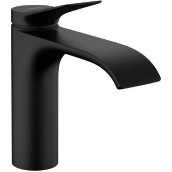 Mezclador Monomando de Lavabo Hansgrohe Vivenis 110, Caño en Cascada, Negro Mate, Sin Desagüe Automático