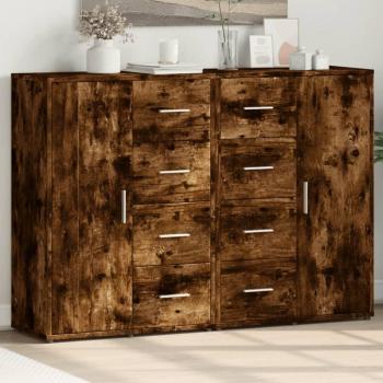 Armario 2 piezas de madera multicapa de roble ahumado 60x31x84 cm