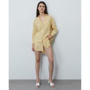 Sfera - Vestido de lino con tirantes, corte midi, escote en V, bolsillos laterales y diseño ligero ideal para el verano
