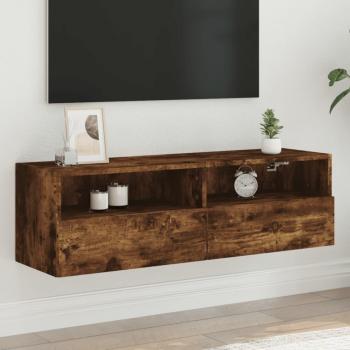 Mueble de TV de pared de roble ahumado 100x30x30 cm de madera multicapa Vidaxl Marrón