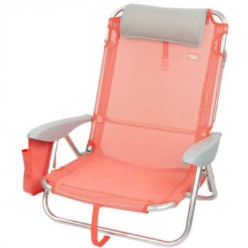 Silla Plegable Aktive Flamingo Coral con Reposacabezas (2 Unidades) - Aluminio, 51 x 76 x 45 cm