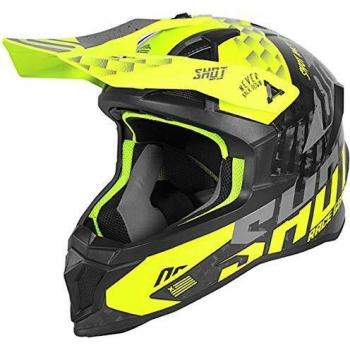 SHOT Lite Rush Carbon Neon Yellow Grey Glossy - Casco de cross