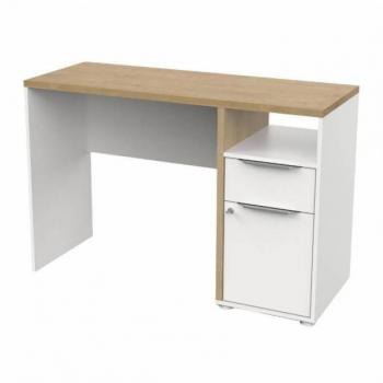 Mesa Escritorio Miroytengo Acces Color Roble Hamilton y Blanco Mate 117 cm, Melamina Blanco, Madera Claro, Dimensiones 117x78x45 cm
