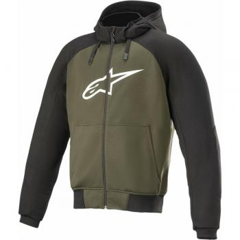 Alpinestars Chrome Sport - Chaqueta Urbana con Protecciones Bio-Light - Resistente a la Abrasión, Sudadera con capucha de motocicleta - Negro Verde