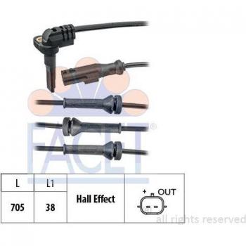 Sensor ABS FACET 21.0102 para RENAULT Mégane, Scénic, Fluence y DACIA Duster