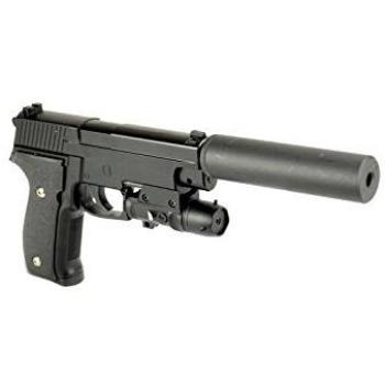 Galaxy - pistola para airsoft, tipo Sig Sauer P226 , con silenciador, funda, culata con resorte completamente metálico, de recarga manual