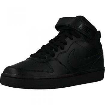Nike Court Borough Mid 2 Big Kids Shoe - Unisex - Triple Black - Size 4