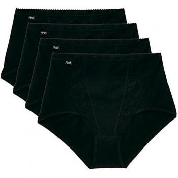 Bragas de mujer Sloggi Chic Maxi 4P - Pack de 4, color negro, algodón con detalles de encaje