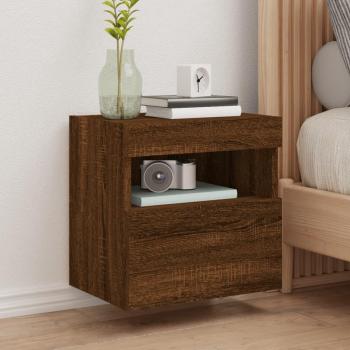 Mueble TV de pared con luces LED 2 uds, dimensiones 40x30x40 cm, color roble marrón