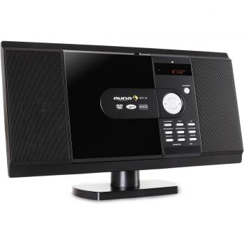 Auna MCD-82 Stereo Player - Reproductor de DVD/CD Puerto USB y SD, radio FM, diseño extremadamente plano, color negro