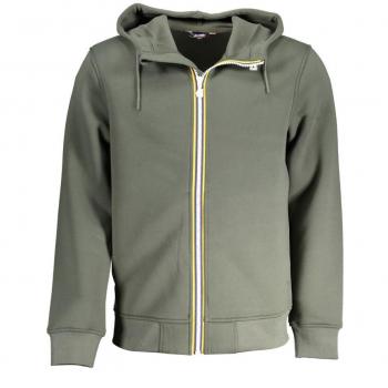 Green Polyester Jacket - XL, K-Way, Zip-throughs, male, Green, Size: XL Sporty Hooded Jacket with Zipper and Pockets
