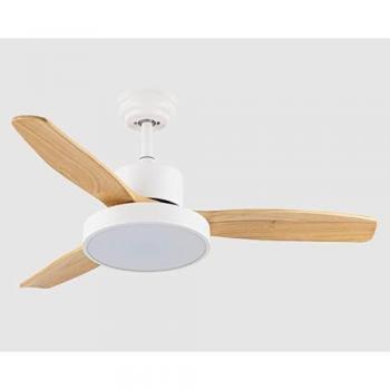 Ventilador DC Kavala 48W Blanco con 3 Aspas Reversibles Haya, 6 Velocidades, Luz Regulable (3000-4000-6000K), Mando a Distancia y Temporizador -