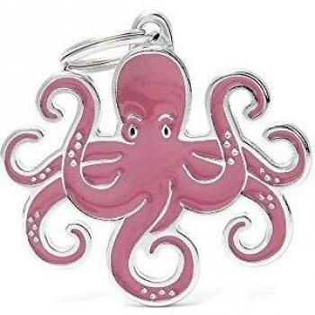 My Family Placa de Identificación personalizado para perro Made in Italy, Pulpo, Placa de identificación de Perro Grabada Gratis Aluminio, Esmaltado a Mano en Metal, Colección Wild