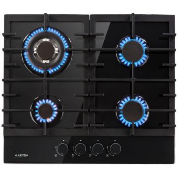 Cocina a gas Klarstein Ignito 4 quemadores vitrocerámica negra 8100W