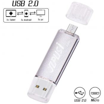 YZPUSI 64gb Memoria USB, 2 en 1 USB 2.0 Doble Transforma Pendrive para PC y Android con OTG Micro USB, Memoria USB Compatible con Smartphones y Tableta Memory Externa