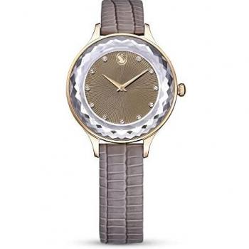 Swarovski Octea Nova Round Women's Watch - Quartz Mechanism, Rose Gold Tone Finish, Beige Leather Strap