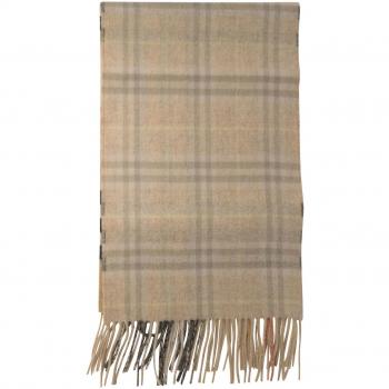 Burberry Women's One Size Reversible Beige Cashmere Check Scarf