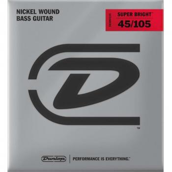 Dunlop Super Bright Nickel Wound Bass Strings, 4 String Set, 45-105 Gauge
