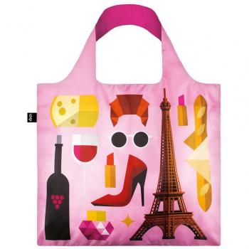 LOQI Hey Paris Bolsa Compra, Poliéster, Rosa, 10,2 x 10,2