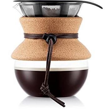 Cafetera Bodum 0.5L Pour Over con Filtro Inox Reutilizable y Agarre de Corcho - 4 Tazas