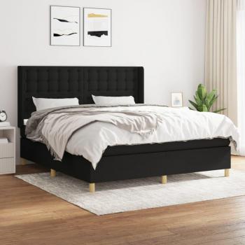 Cama box spring con colchón negro 180x200 cm en tela