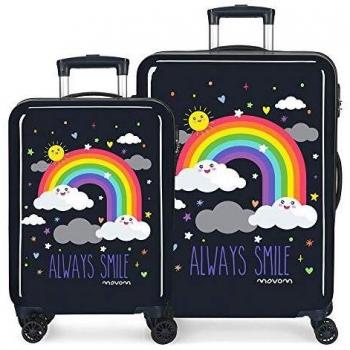 Enso Arcoiris Always Smile Juego de Maletas Azul 55/68 cms Rígida ABS Cierre combinación 97L 4 Ruedas Equipaje de Mano