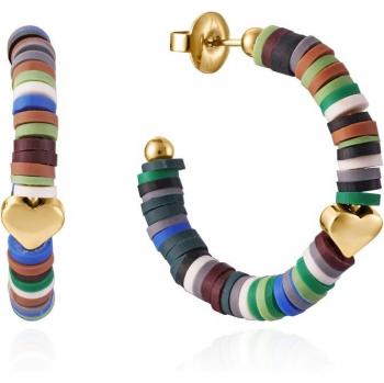 Pendientes Viceroy Kiss de acero Ip dorado con resina de colores y corazón Ip dorado