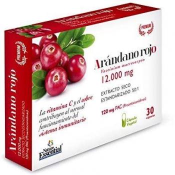 Nature Essential | Arándano Rojo 12.000 mg | 30 Cápsulas Vegetales | Extracto Seco | Ayuda a Reforzar el Sistema Inmune y la Salud del Tracto Urinario | Rico en Vitamina C y D-Manosa