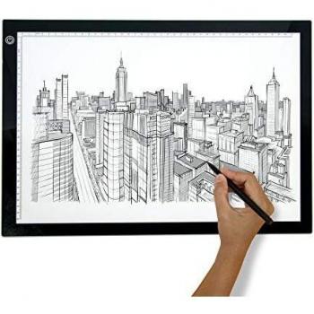 Crafts & Co® l Mesa de luz para calcar A3 l Regulable l LED Tableta de Luz Dibujo A3 Con Brillo Ajustable l Con cable USB, Ideal para Animacion Tatoo Dibuja y Diamond Painting l 470 x 345 mm