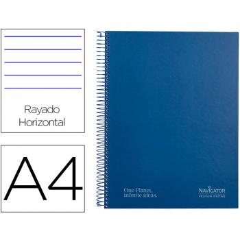 Cuaderno Espiral Navigator A4 Tapa Dura 80 Hojas 80g Horizontal con Margen Azul Marino