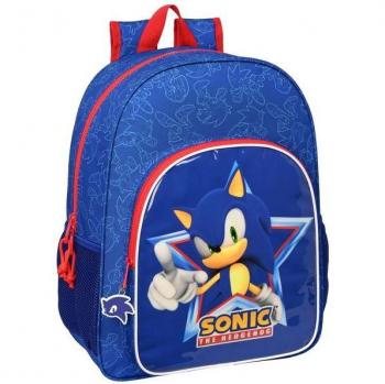 Mochila Escolar Sonic 'Let's Roll' 33 cm Adaptable a Carro con Hombreras Ergonómicas, Espalda Acolchada, Bolsillos Laterales Portabotellas y Doble Tir