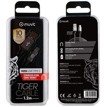 Muvit Tiger - Cable Flexible USB-C de 1.2 m
