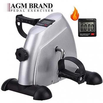 AGM Pedales Estaticos, Pedaleador Estaticos, Mini Bicicleta Estáticas, Máquinas de Piernas, Ejercitador de Pedal para Entrenamiento de Brazos y Piernas LCD Pantalla y Resistencia Ajustable