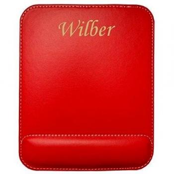 Almohadilla de cuero sintético de ratón personalizado con el texto: Wilber