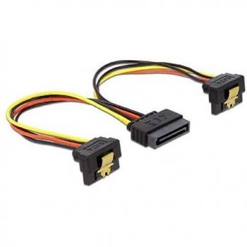 Cable de alimentación SATA Y de 15 pines a 2 discos duros SATA HDD, con clip de metal, en ángulo, Delock [60128] + 2 SATA III 6 Gbps cable 50 cm rojo, Adapter