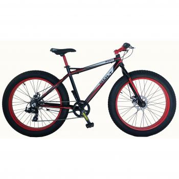 Bicicleta 26 Fat Bike Aluminio 7 velocidades, Color Negra/Roja